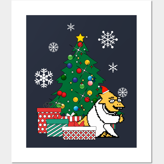 Dr Alphys Around The Christmas Tree Undertale Wall Art by Nova5